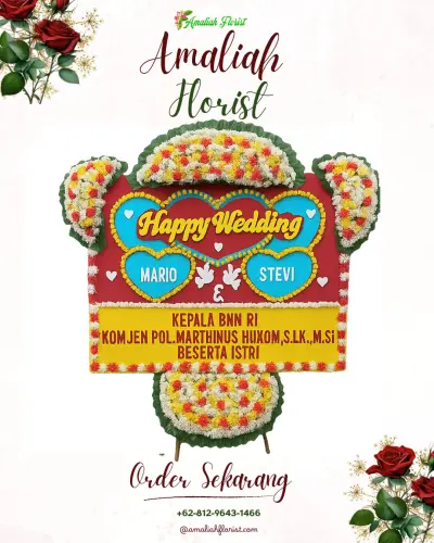 Karangan Papan Bunga Pernikahan di Kendayakan